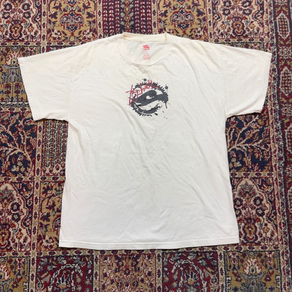 VTG Tony Hawk T‎ Shirt Mens Size L White center logo black red skate T shirt y2k